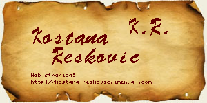 Koštana Resković vizit kartica